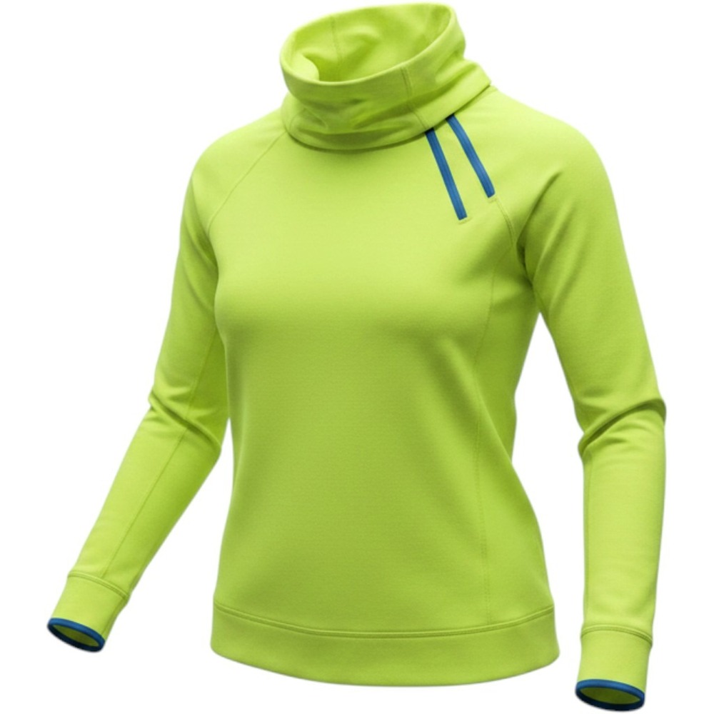 Nike Pro Funnel Neck Pullover Women Large Neon Yellow Dri-Fit Thumb Holes 604947